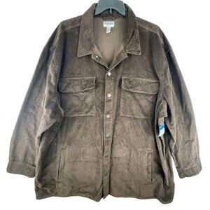 Arizona Jean Co Mens 4XLT Mountain Trail Corduroy Big & Tall Shacket Brown